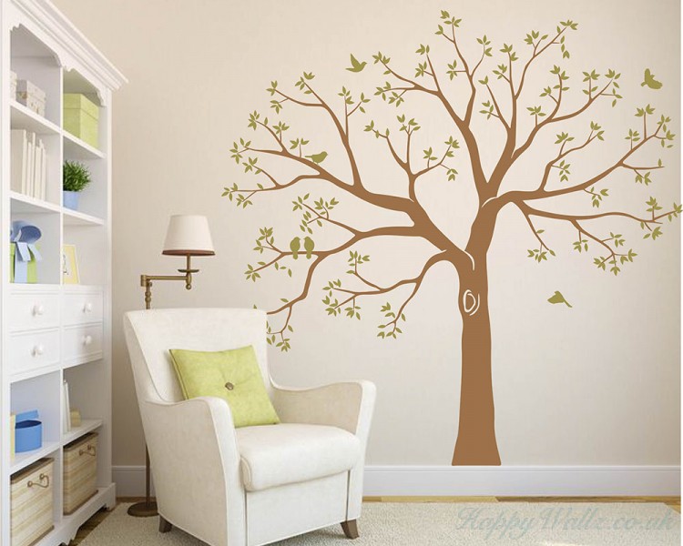 Giant Family Tree Wall Decal with Birds  